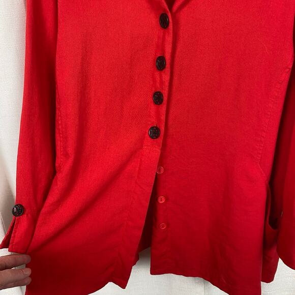 Ali Miles Christmas Red Button Front Blouse Sz.3X - Picture 3 of 11